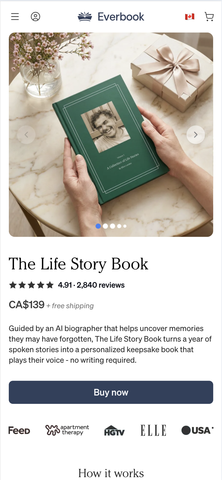 Life Story product page — mobile