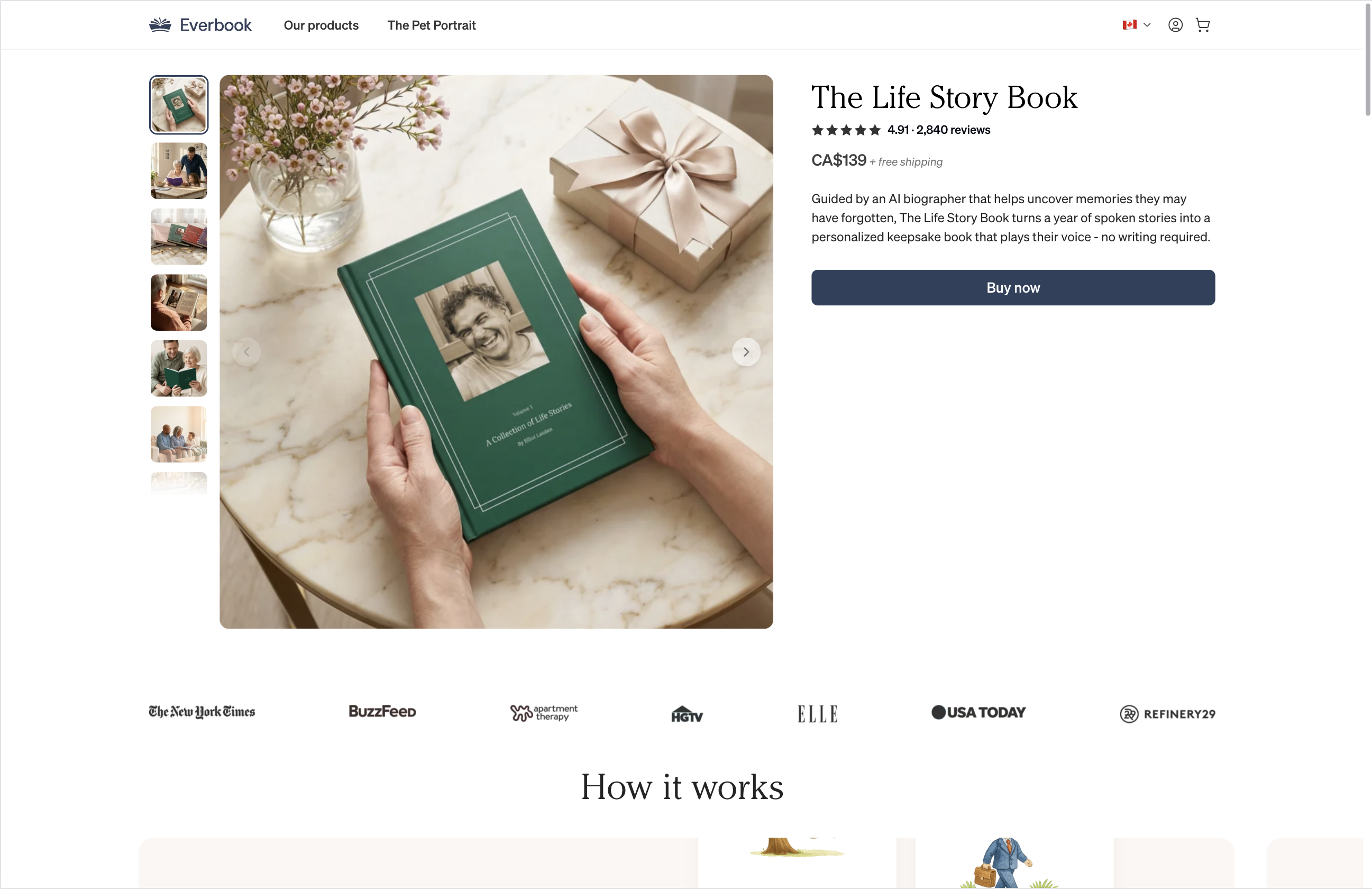 Life Story product page — desktop